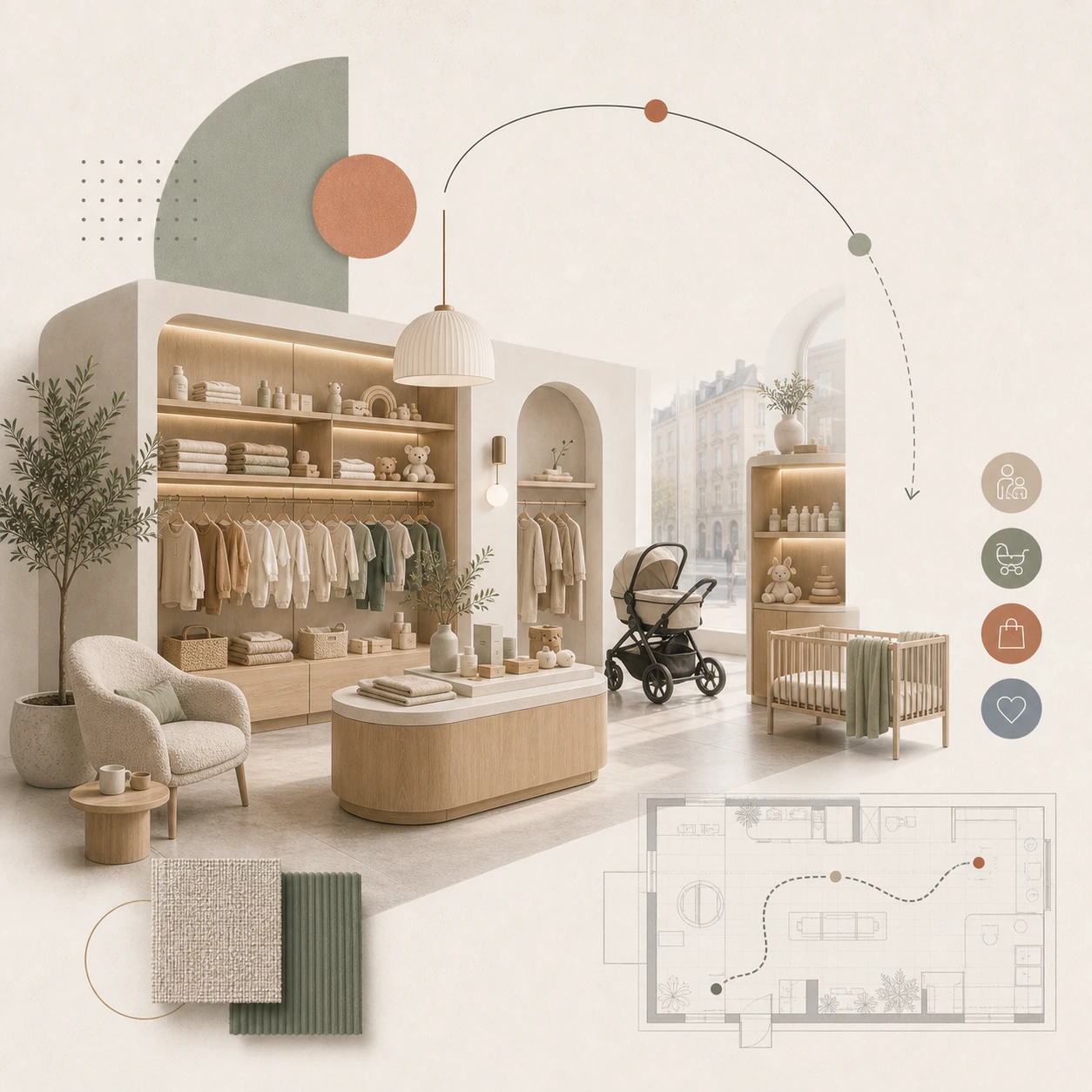 Barnbutik i Stockholm: butiksdesign för baby, föräldrar och premiumprodukter