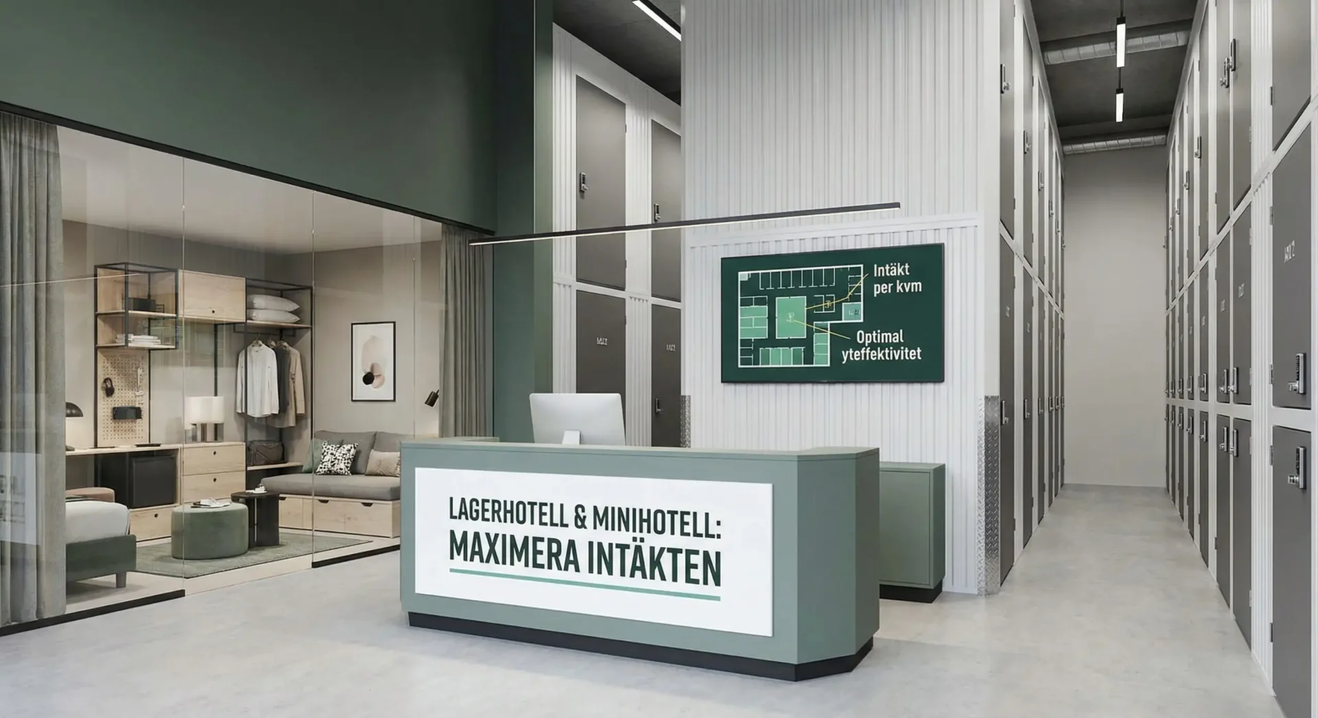 Lagerhotell och minihotell design – maximera intäkt per kvadratmeter
